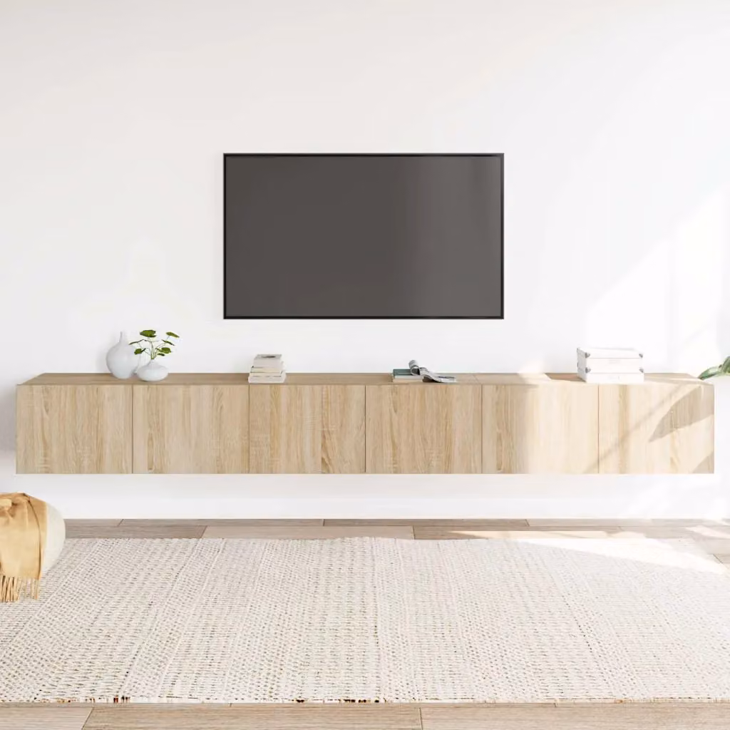 Set di mobili porta TV 3 pezzi vidaXL in legno multistrato color rovere sonoma beige e marrone per il tuo soggiorno