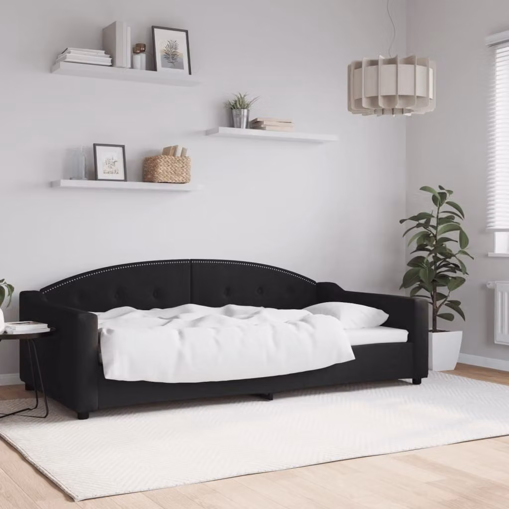 Maison Exclusive - Letto a giorno nero, 100x200 cm, rivestito in tessuto