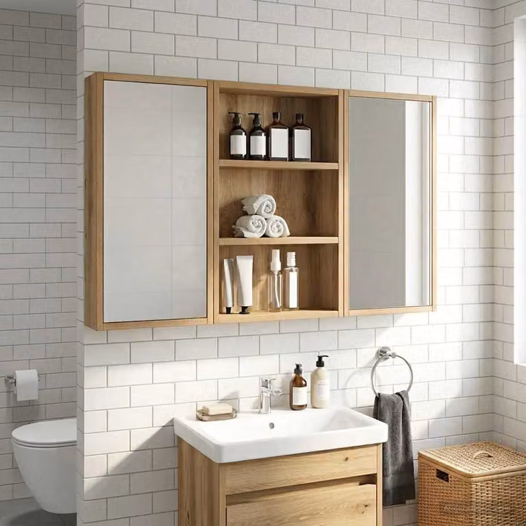 Armadio da bagno a muro vidaXL in legno Rovere, marrone, L 40 cm x P 10 cm x H 60,5 cm