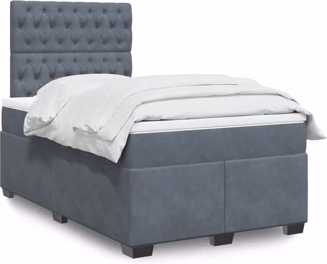 Letto Ibrido con Giroletto in Velluto Grigio e Bianco vidaXL L/P: 120 x 200 cm