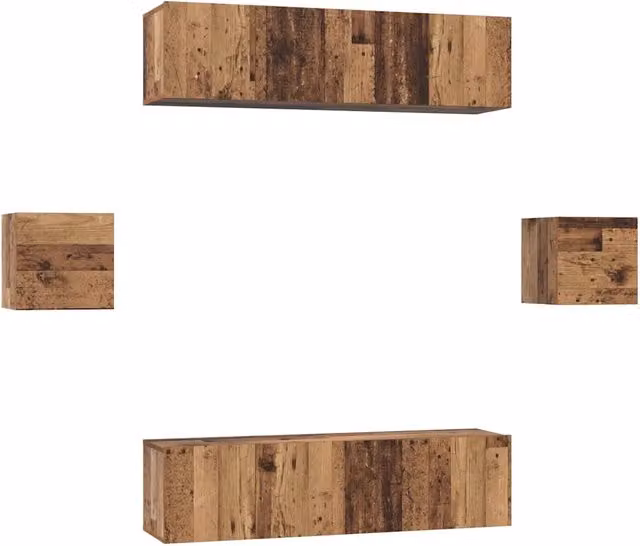 Set mobile TV moderno in legno multistrato color marrone, composto da 6 pezzi, ideale per il tuo soggiorno