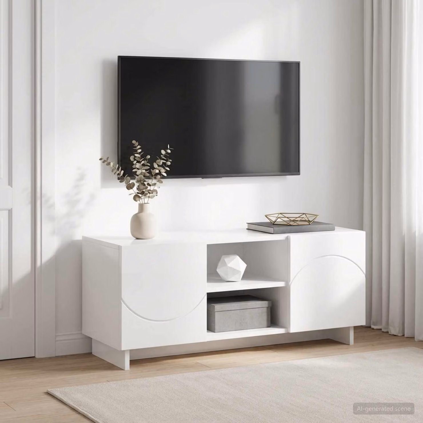 vidaXL Supporto TV Moderno Bianco Lucido L 90 x P 34.5 x H 40 cm
