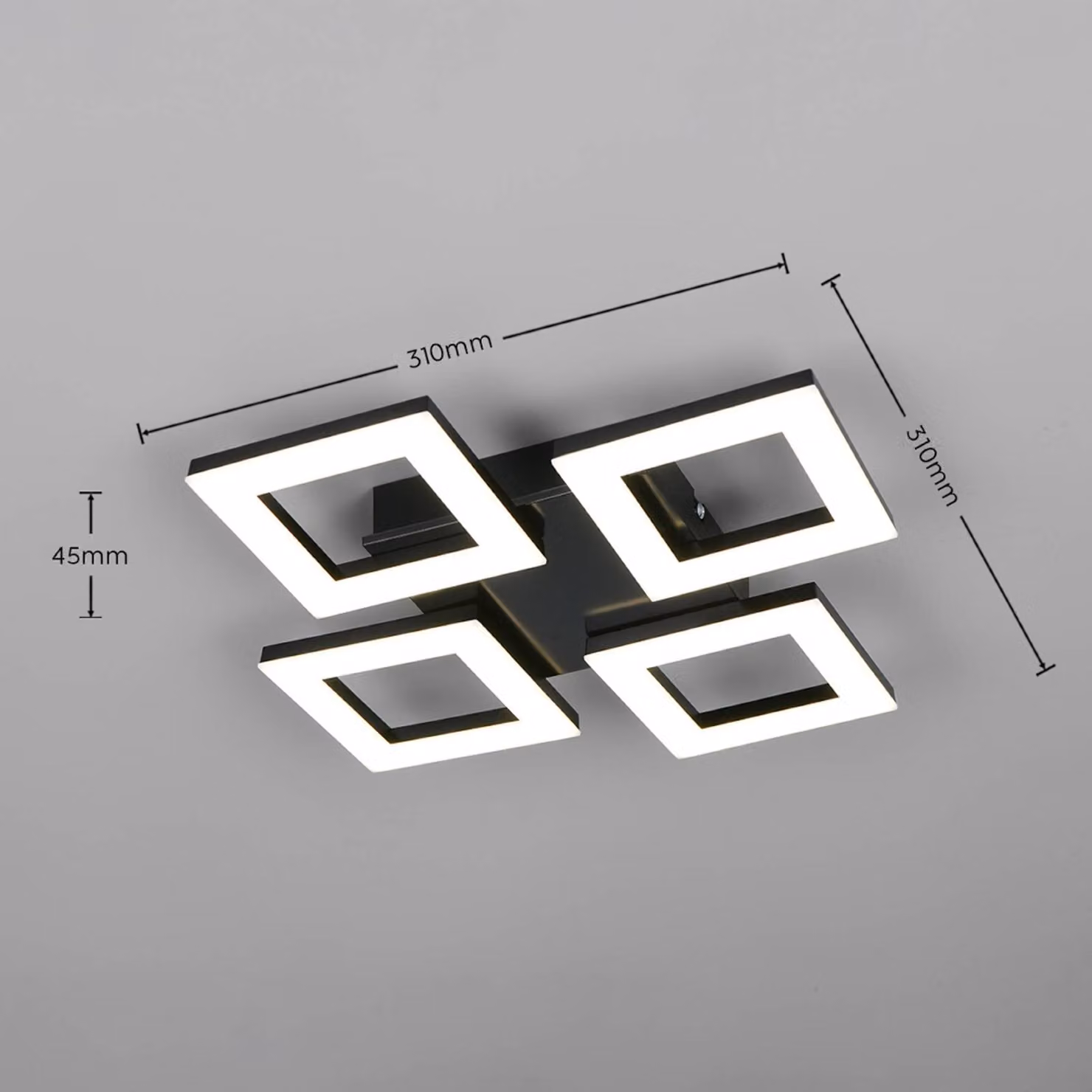Reality Leuchten Plafoniera soffitto Cemi, Nero, Cucina, Plastica, Moderno, Plafoniera