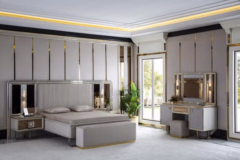 Hocker Weiß Elegantes Schlafzimmer Holz Möbel Modern Design Schön Luxus