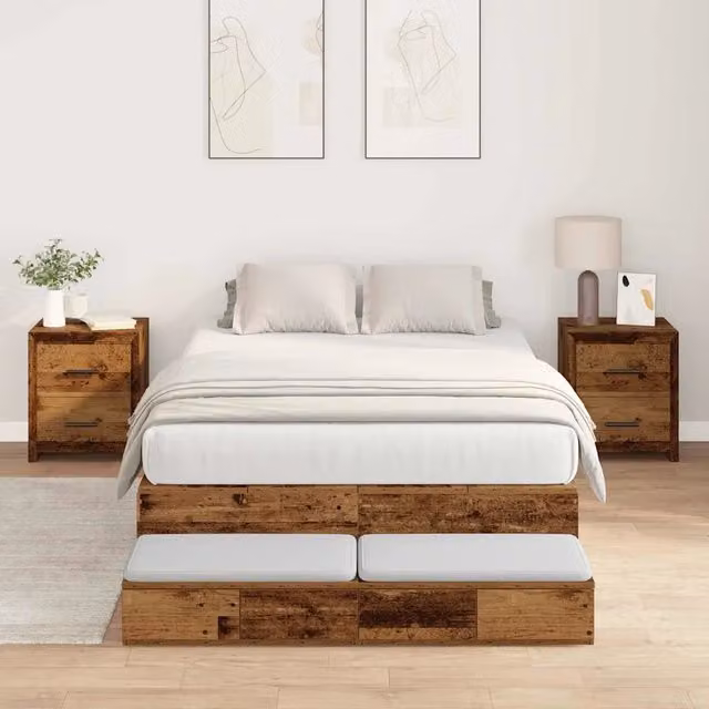 Struttura letto con contenitore con porta Legno vecchio 120 cm 3335691