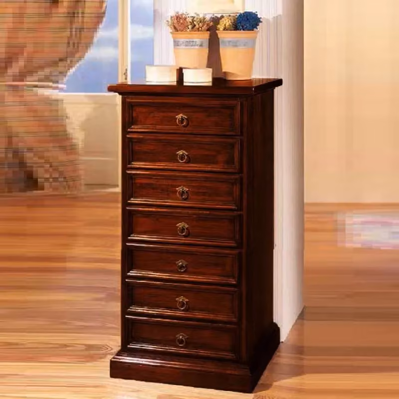 Cassettiera in legno stile arte povera con 7 cassetti Mobili 2G colore noce scuro L: 60 cm, P: 47 cm, H: 115 cm – 3