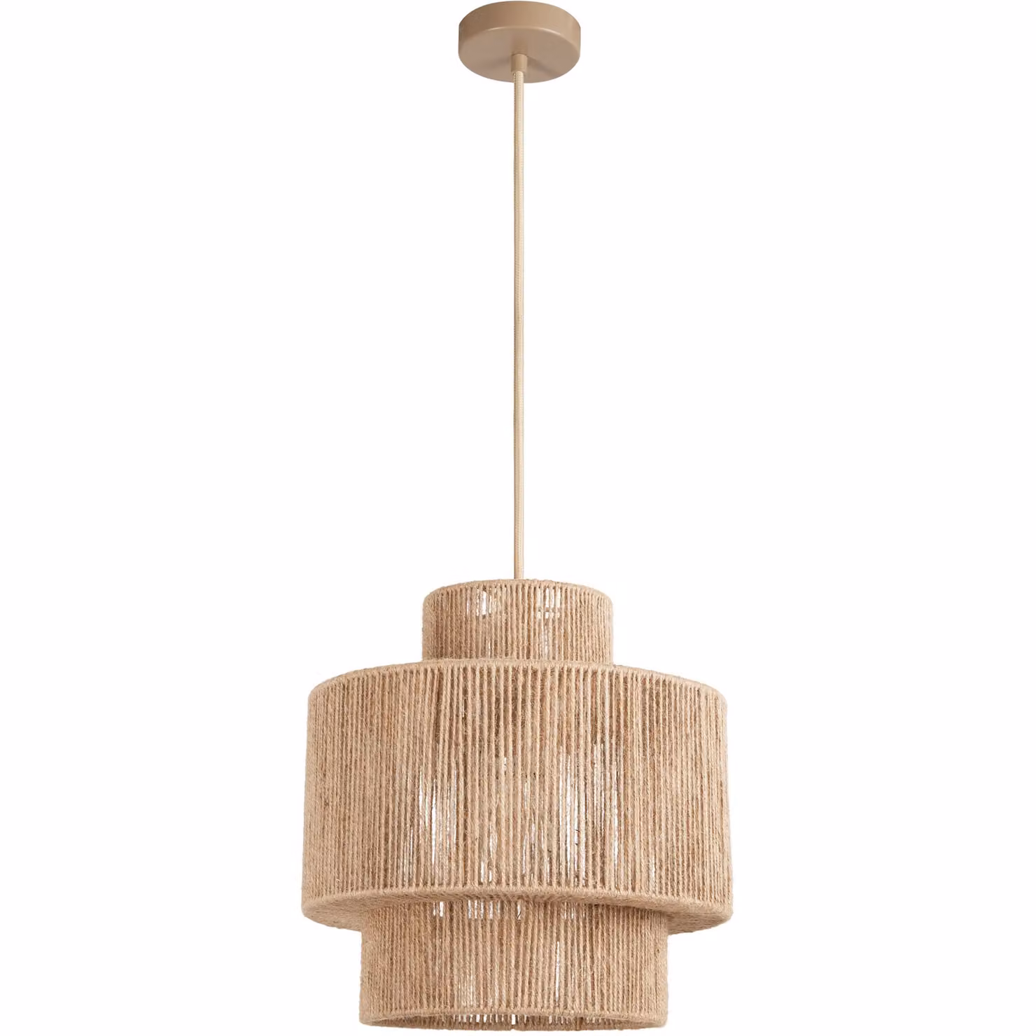 Lampada a sospensione Allegra tectake in iuta e rattan stile boho, colore beige – 1