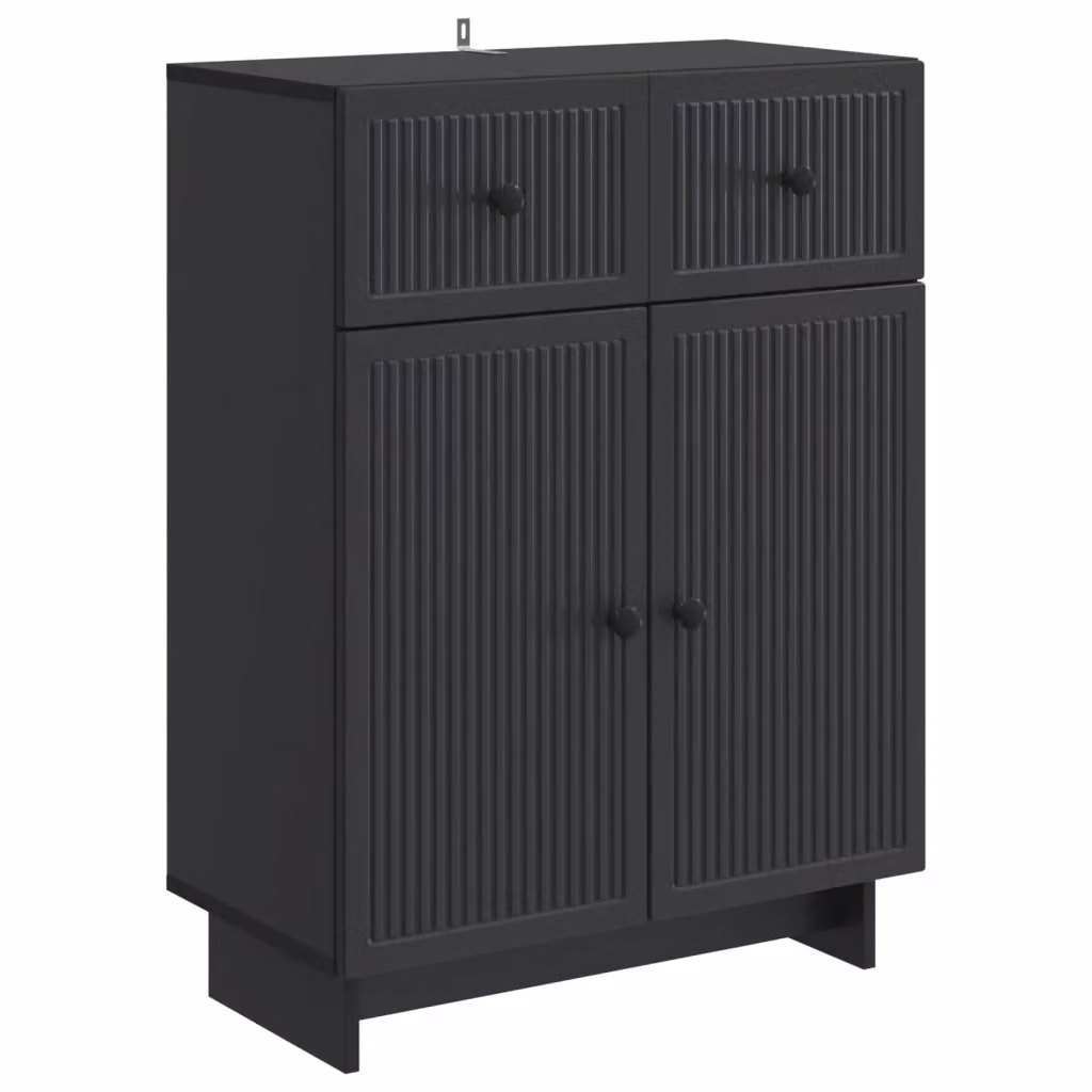 Credenza moderna nera in legno MDF per soggiorno e sala da pranzo, sospesa, L 66 cm x P 34,5 cm x H 90 cm – 2