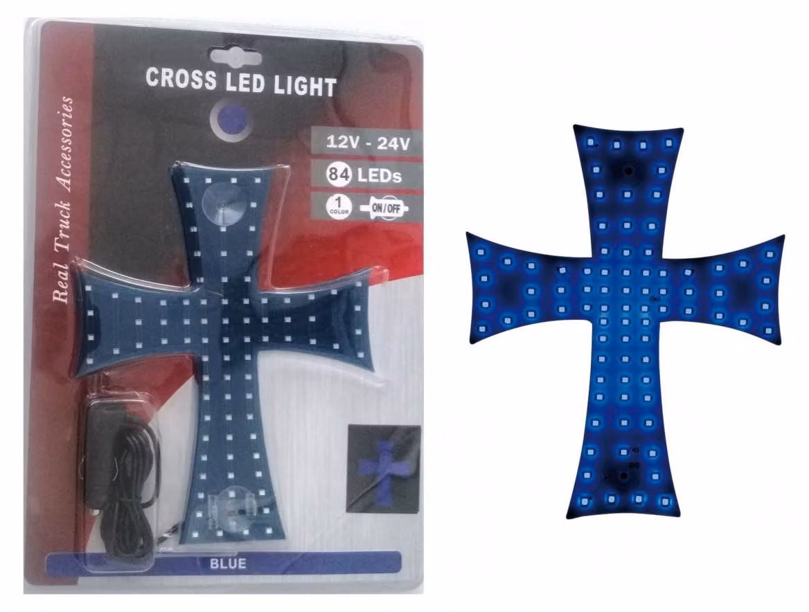 Croce luminosa a LED, blu, 84 LED, 12–24 V, 245 x 200 mm