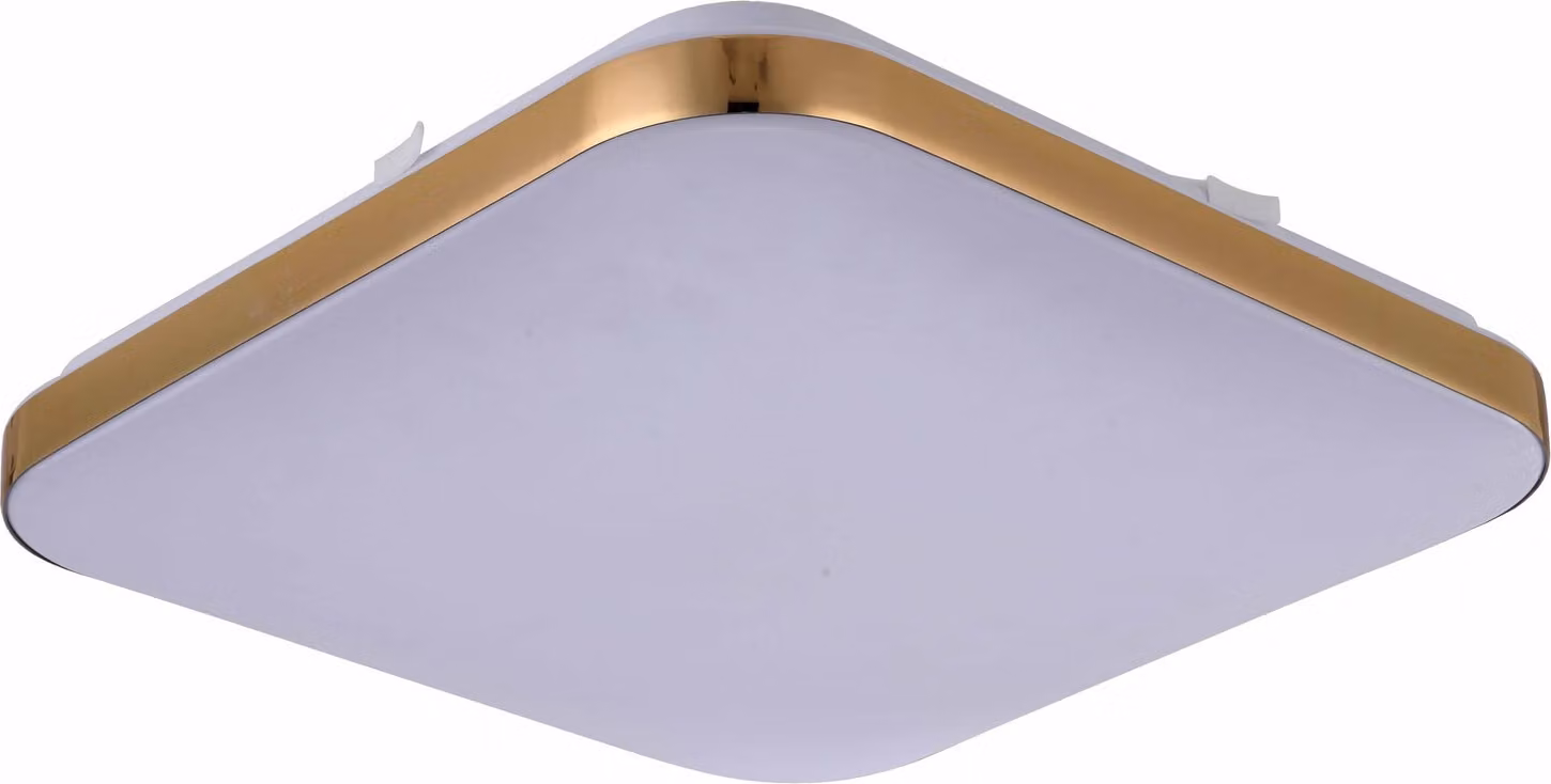 Plafoniera LED quadrata bianco-oro 18W, luce bianca neutra 1530 lm, metallo, dimensioni: 6,5 x 33 x 33 cm, IP20, Light Prestige