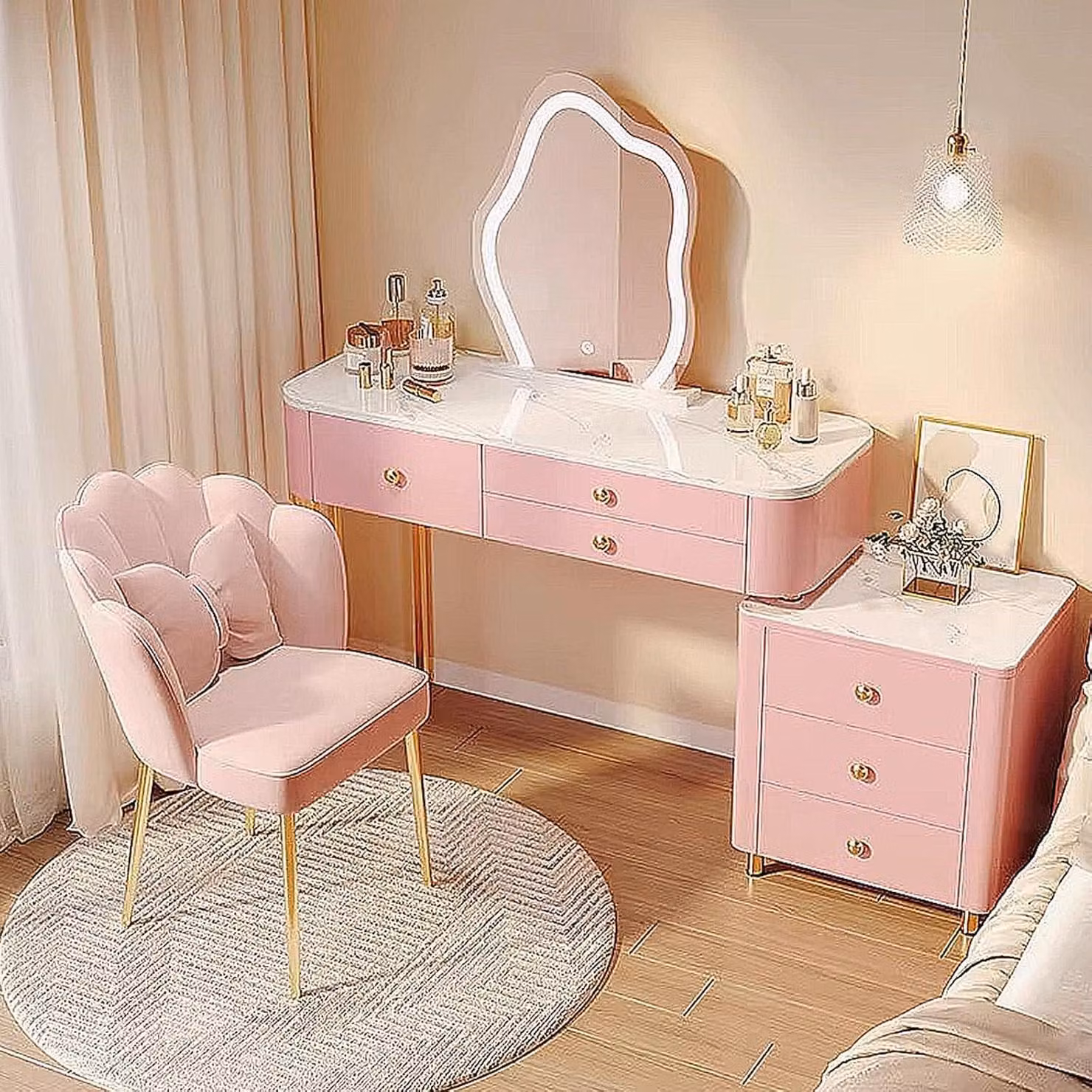 Tavolino da trucco - Specchio LED dimmerabile a 3 colori