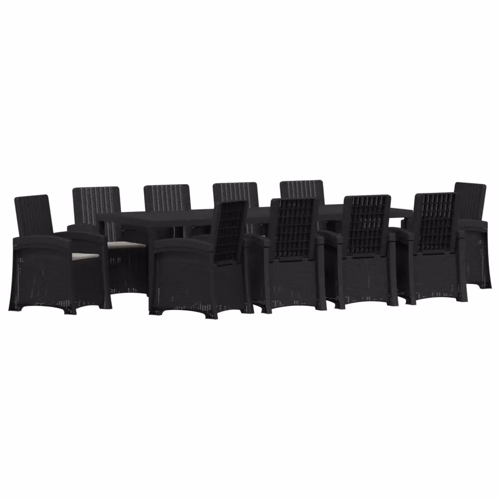 Set da pranzo da giardino vidaXL in rattan sintetico da 11 pezzi, colori antracite e grigio – 2