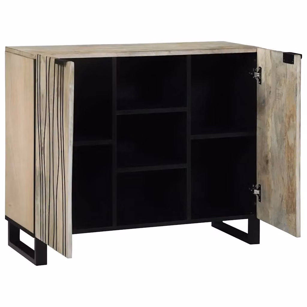 Sideboard bianco in legno massello di mango stile rustico vidaXL L/P/H: 90 x 33 x 75 cm – 2