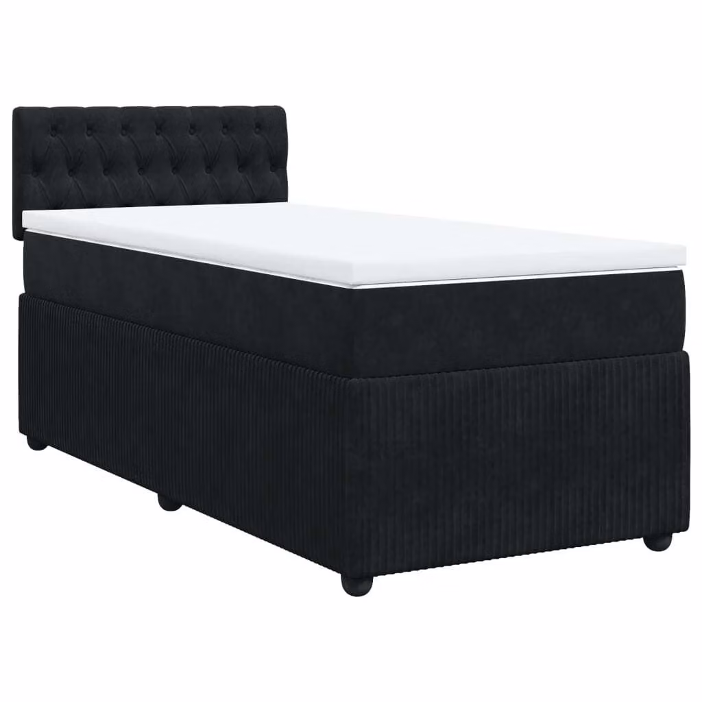 Giroletto a Molle con Materasso Nero 90x190 cm in Velluto