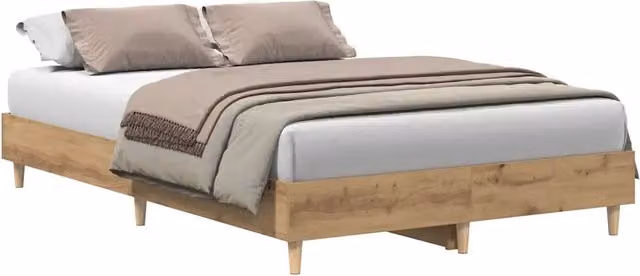 Letto matrimoniale per adulti con giroletto in legno marrone e doghe, L/P/H: 120 x 200 x 25 cm
