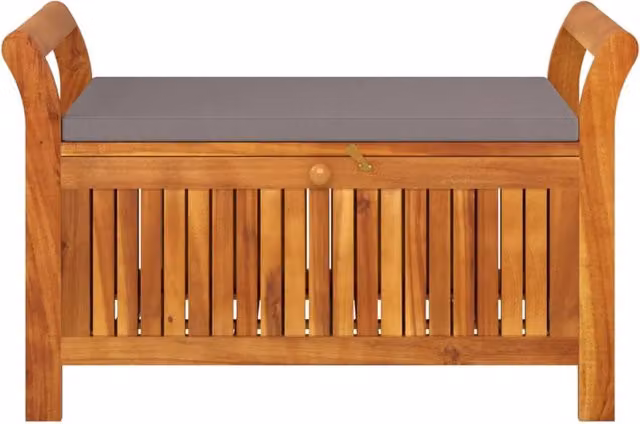 Panca da giardino con contenitore e cuscini Outsunny in legno di acacia marrone e grigio L: 91 cm