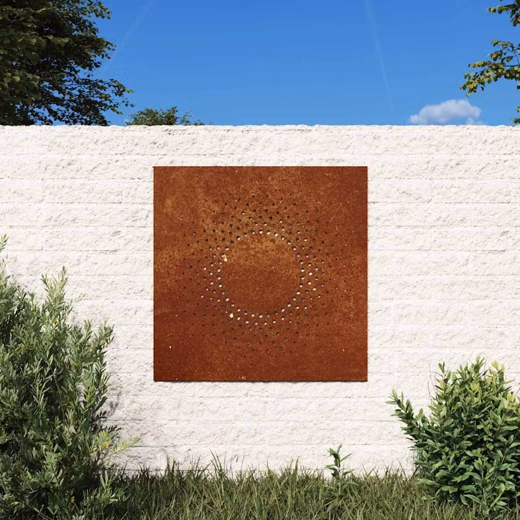 Decorazione Muro da Giardino Sole in Acciaio Corten Marrone vidaXL L 55 cm x H 55 cm