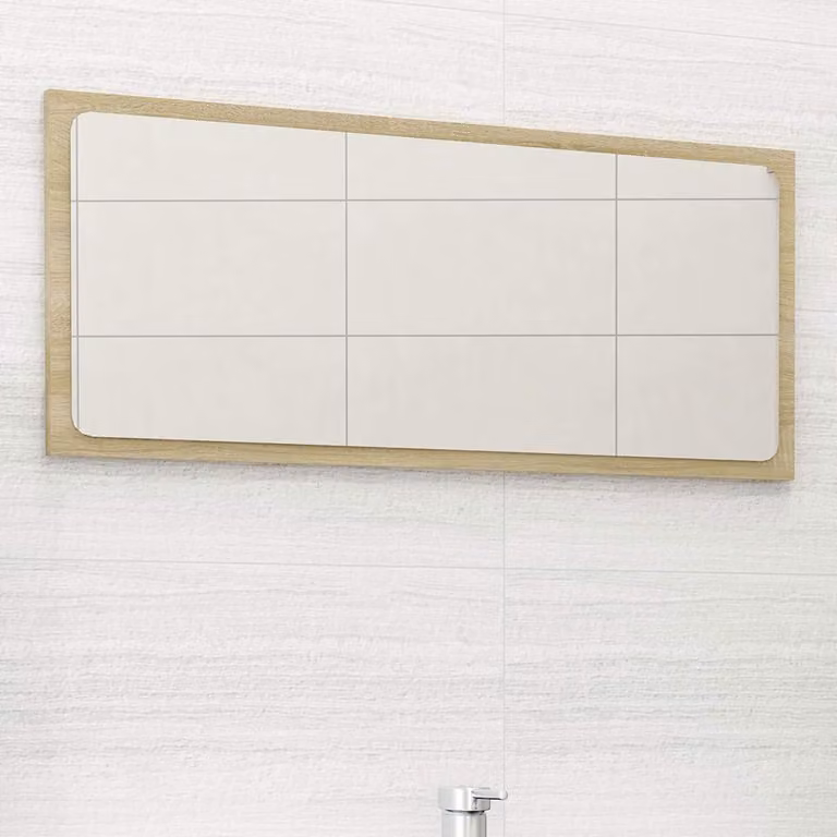 Specchio da bagno moderno vidaXL in legno multistrato Rovere Sonoma marrone L: 80 cm, H: 37 cm, P: 1,5 cm