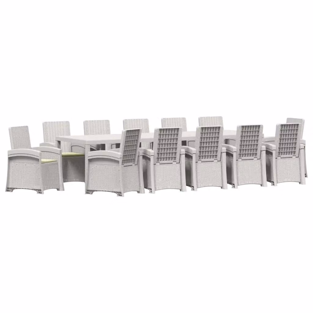 Set da pranzo moderno per giardino e terrazzo vidaXL in rattan sintetico, 14 pezzi, bianco e beige – 2