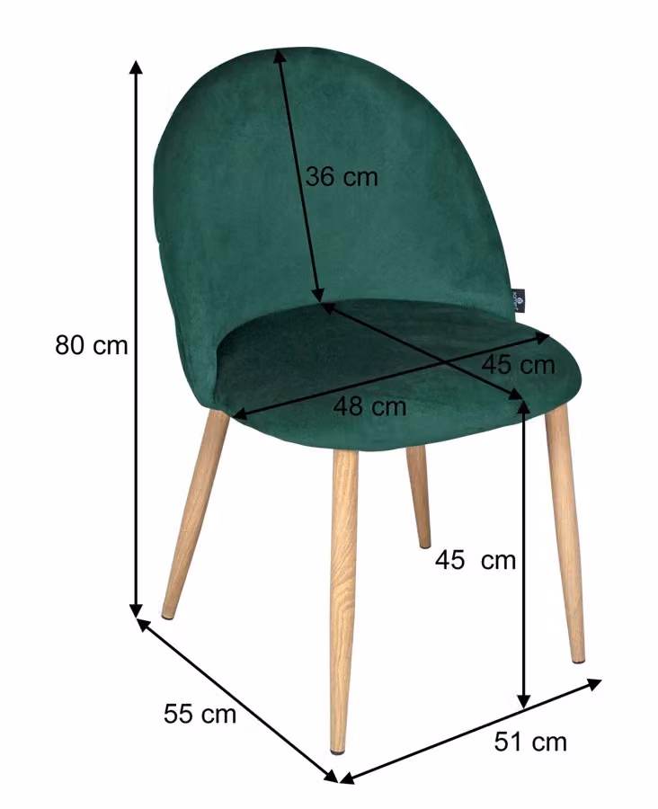 Sedia imbottita in velluto verde Samira in stile scandinavo – 2