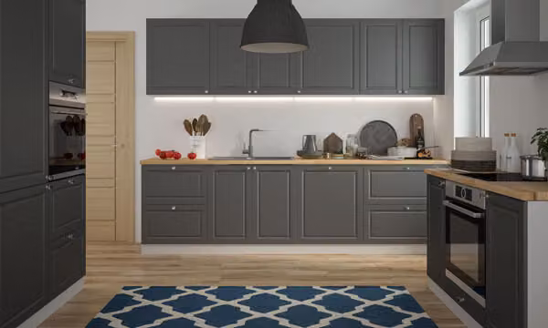 Blocco cucina cucina grigio / RAL 7022 umbra grey laccato opaco country house