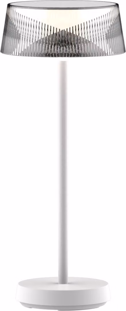 Lampada da tavolo da esterno per terrazzo, bianca, LED 3,4 W, luce calda, paralume decorativo, batteria ricaricabile tramite USB-C, IP44, CASABLANCA Polux
