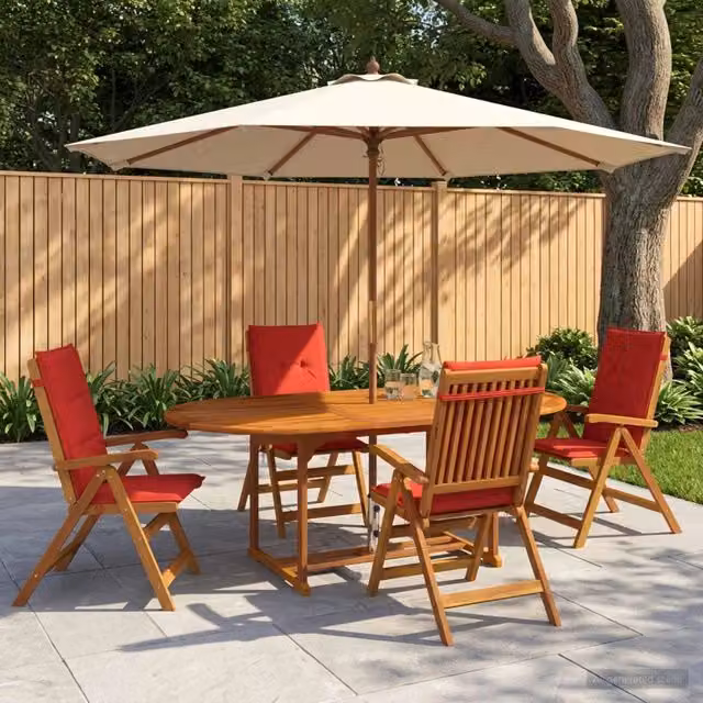 Set da pranzo da giardino 5 pezzi Naturale 3434486