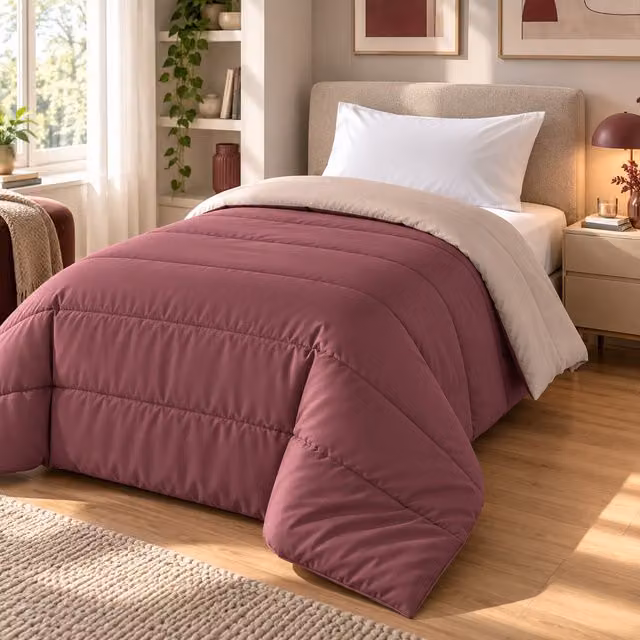 Trapunta invernale Warm Hugs Datex marrone reversibile in microfibra per una persona