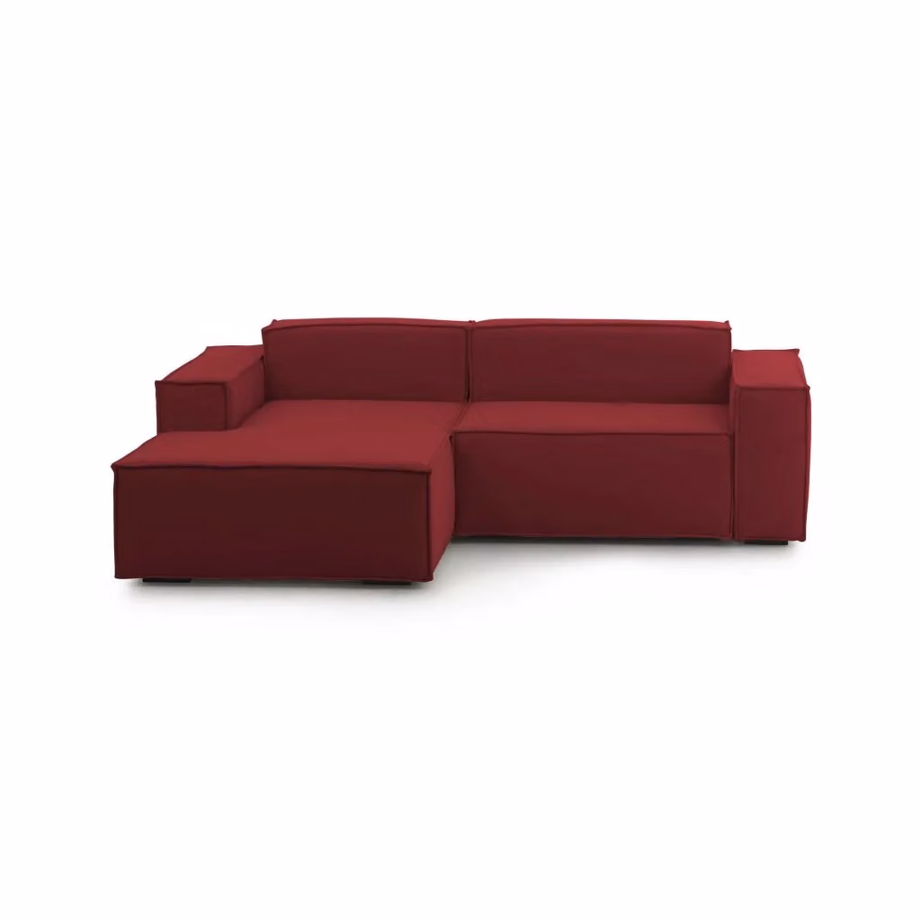 Divano componibile Assurte con penisola sinistra Made in Italy, Sofà moderno a 2 posti in tessuto rosso, L 240 cm x P 170 cm x H 70 cm – 2