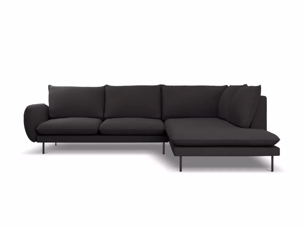 Divano angolare destro Vienna Cosmopolitan Design a 6 posti in bouclé nero L: 275 cm, P: 149 cm, H: 95 cm – 2
