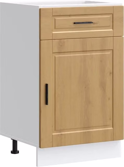 Mobile da cucina Porto HELLOSHOP26 con ante e cassetti in finitura rovere, colore marrone, L: 50 cm, P: 46 cm, H: 81,5 cm