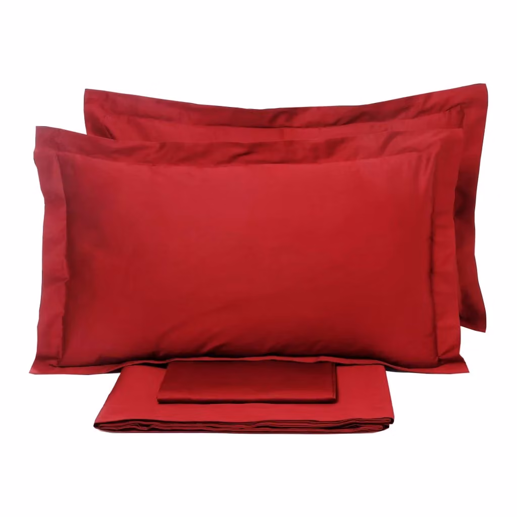 Set Lenzuola Matrimoniale Garrini Clarice in Mako Satin Bordeaux con Lenzuolo con Angoli e Federe L/P/H: 160 x 200 cm – 2