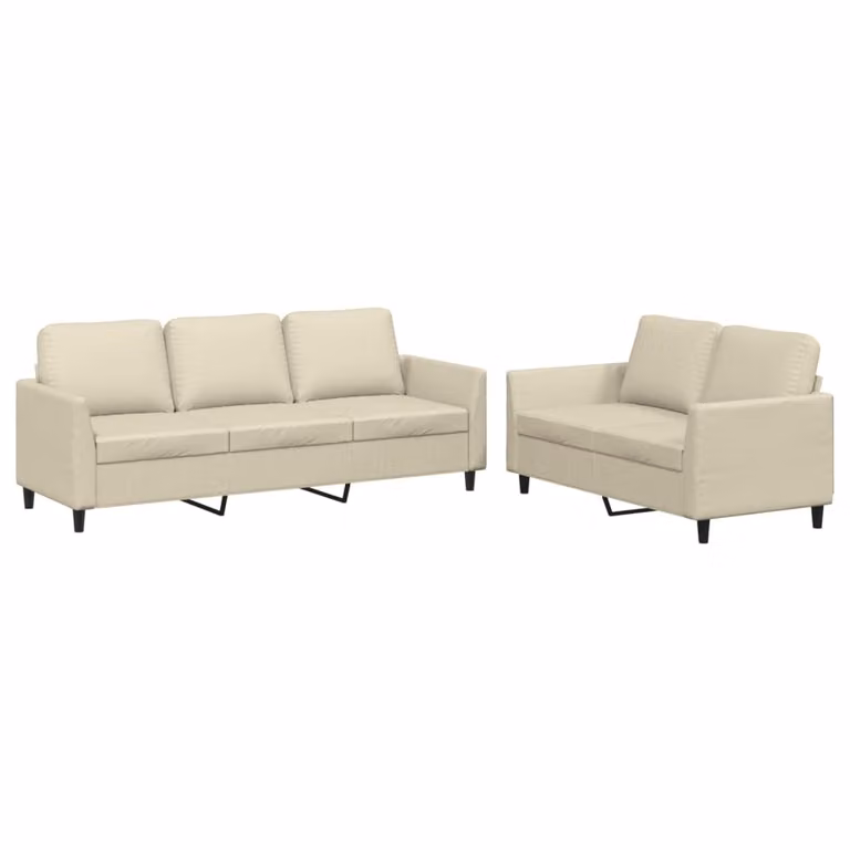 Set di Divani 2 pz con Cuscini crema in Pelle finta