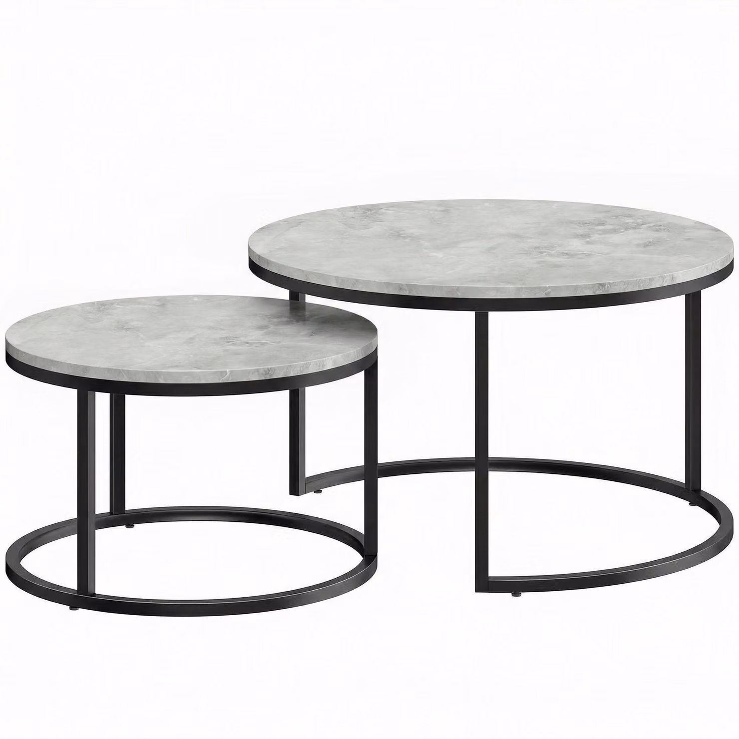 Set di tavolini da salotto, 2 pezzi, impilabili | Colore: Grigio | Dimensioni: 78,5 x 78,5 x 46,5 cm