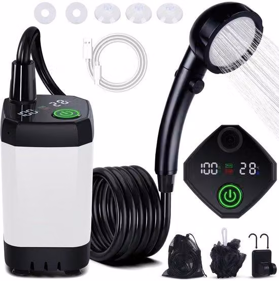 Doccia da campeggio portatile con batteria ad alta capacità e utilizzo versatile