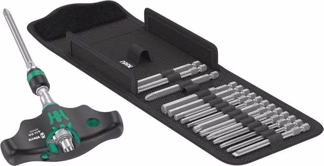 Set di giraviti a cricchetto Wera Kraftform Kompakt 400 RA con impugnatura a T, 17 pezzi, nero e verde – 1
