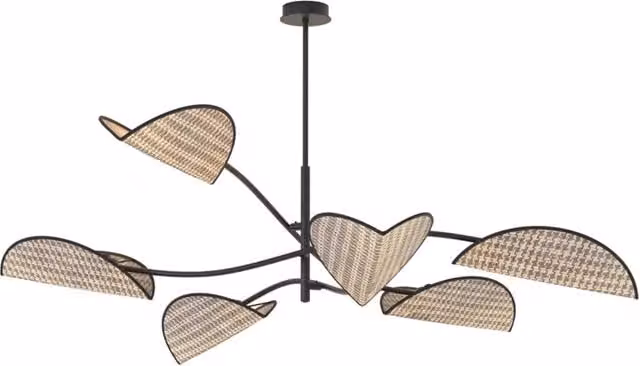 Plafoniera Moderna Mulciber Acciaio Nero 6 Luci E14