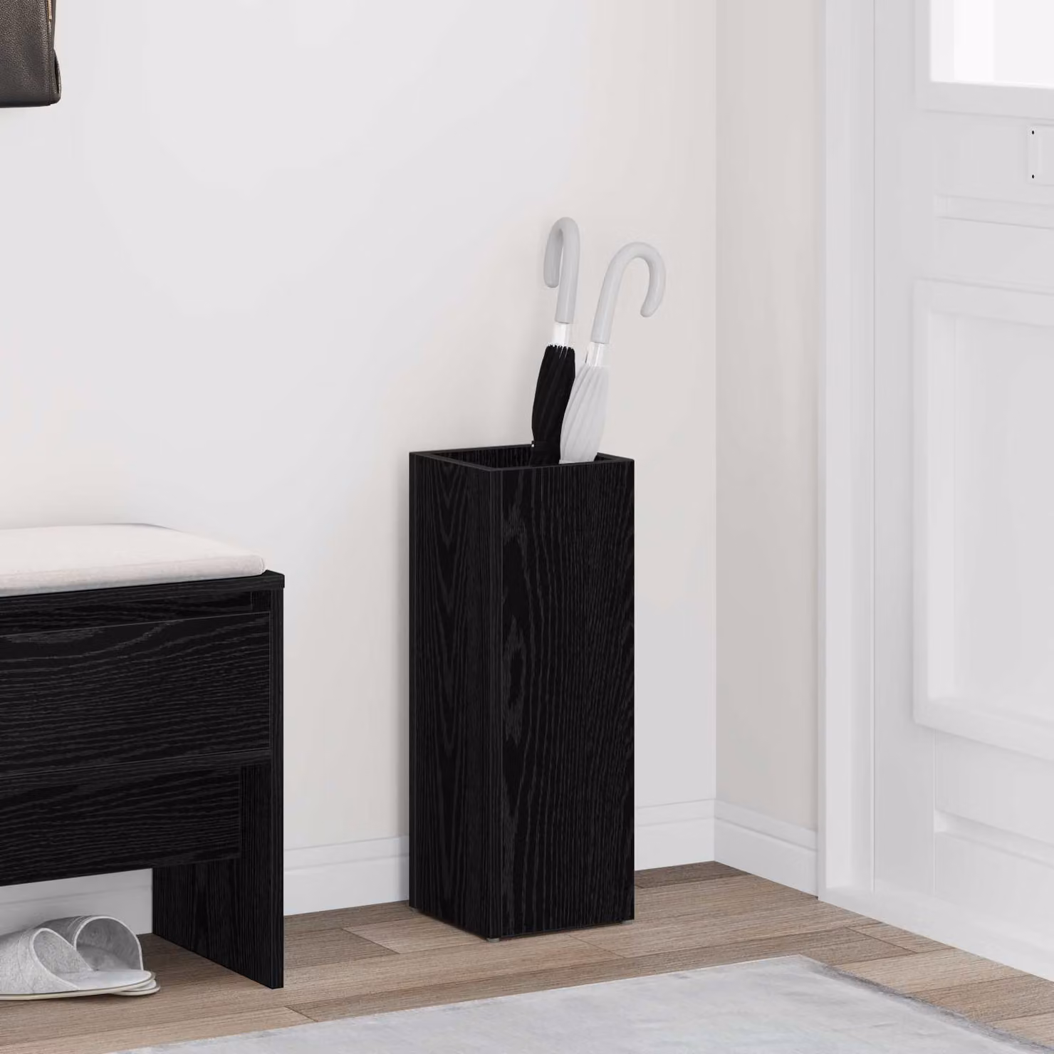 vidaXL Supporto per Ombrellone Moderno in Legno Nero L/P/H: 20 x 20 x 55,5 cm