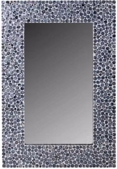 Specchio rettangolare Wanderlust Deco in legno e vetro nero da appendere al muro L: 91 cm, H: 60 cm, P: 3 cm