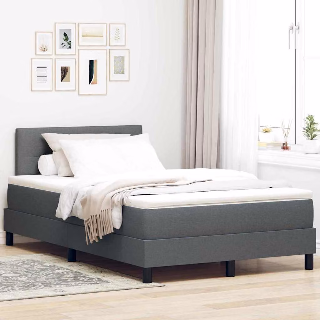 Maison Exclusive - Letto boxspring con testiera grigio scuro 120 x 190 cm in tessuto