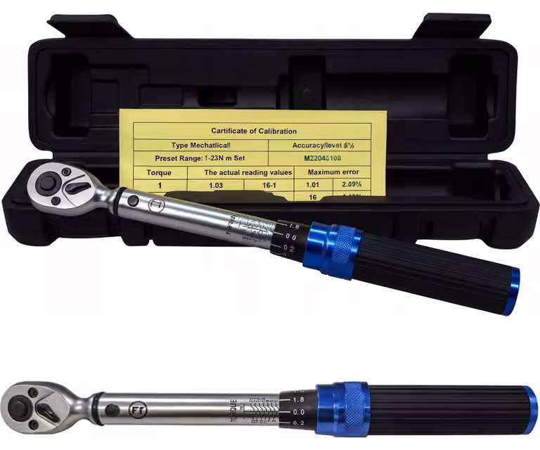 Chiave dinamometrica da 1/4", 1-25 Nm, marca Falon-Tech, con di calibrazione