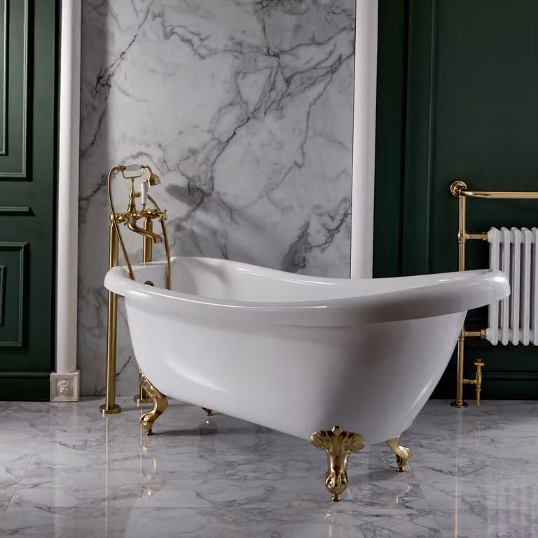 Vasca Freestanding Centro Stanza 1710x740mm con Piedini Oro Satinato - Legend