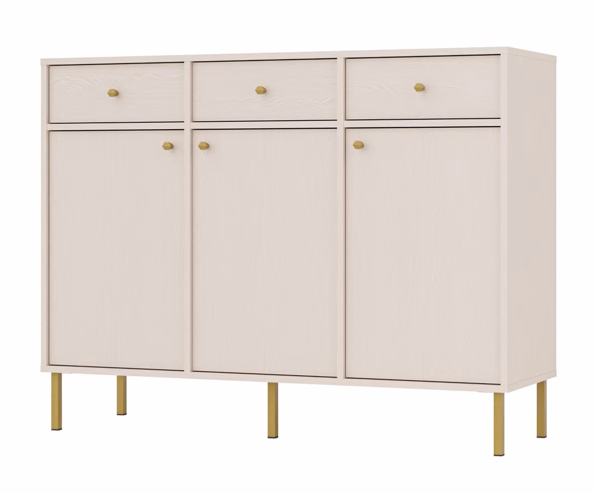 Cassettiera combinata IROS 2 con cassetti e ante - beige / oro