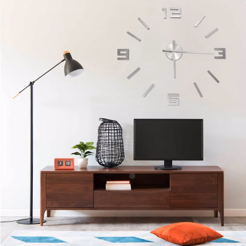 Orologio da Parete 3D Moderno vidaXL Argento Diametro: 100 cm