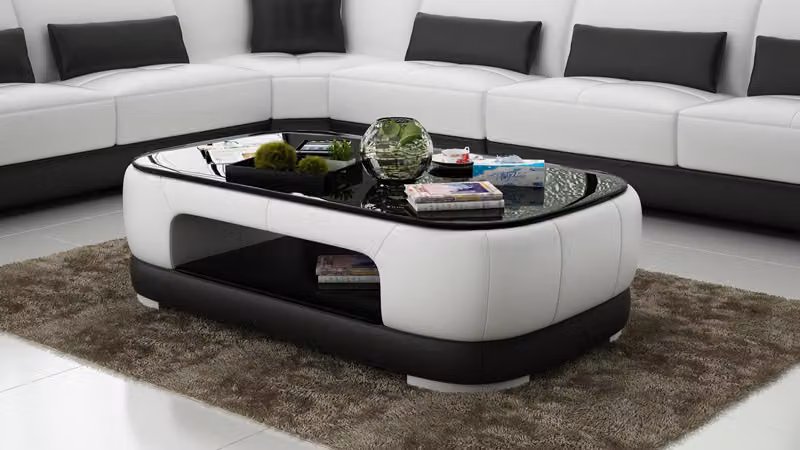 Gepolsterter Couchtisch Tisch Couchtische Glastisch Tische Design Beistelltisch
