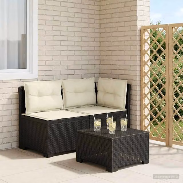 Divano da esterno-Divano da Giardino a 2 Posti con Cuscini Aspetto Rattan PP 550275