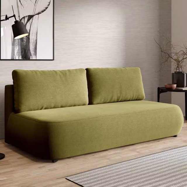 Brugnato Divano Letto 2 Posti con Contenitore DMORA Verde L: 210 cm, P: 106 cm