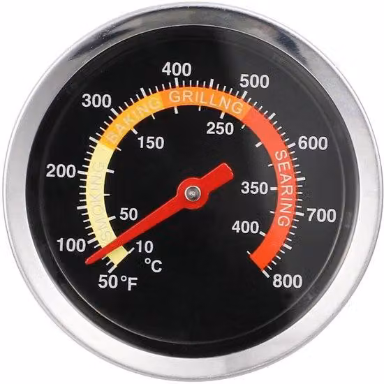 Termometro per forno a legna - Termometro per barbecue in acciaio inossidabile, 6 cm – Misuratore di temperatura per forno a legna - Range di temperatura: 10-400 °C – Sonda di misurazione di 7 cm – Precisione: +/- 2% – Adatto per griglie e forni