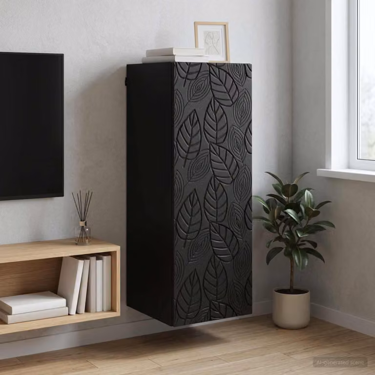 vidaXL Mobiletto a muro moderno in MDF nero con ante a battente e ripiani interni L/P/H: 33 x 34,5 x 90 cm