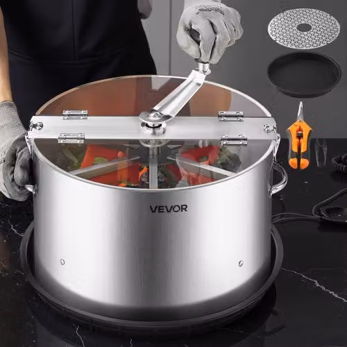 VEVOR Taglierina Manuale Rotante con Lama in Acciaio Inossidabile e Vassoio, Ideale per Germogli, Fiori, Foglie ed Erbe Aromatiche, Colore Argento